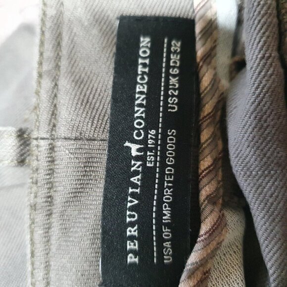 Peruvian Connection Taupe Linen Cotton Blend Womens 2 Cargo Pants Straight Leg - Picture 10 of 11